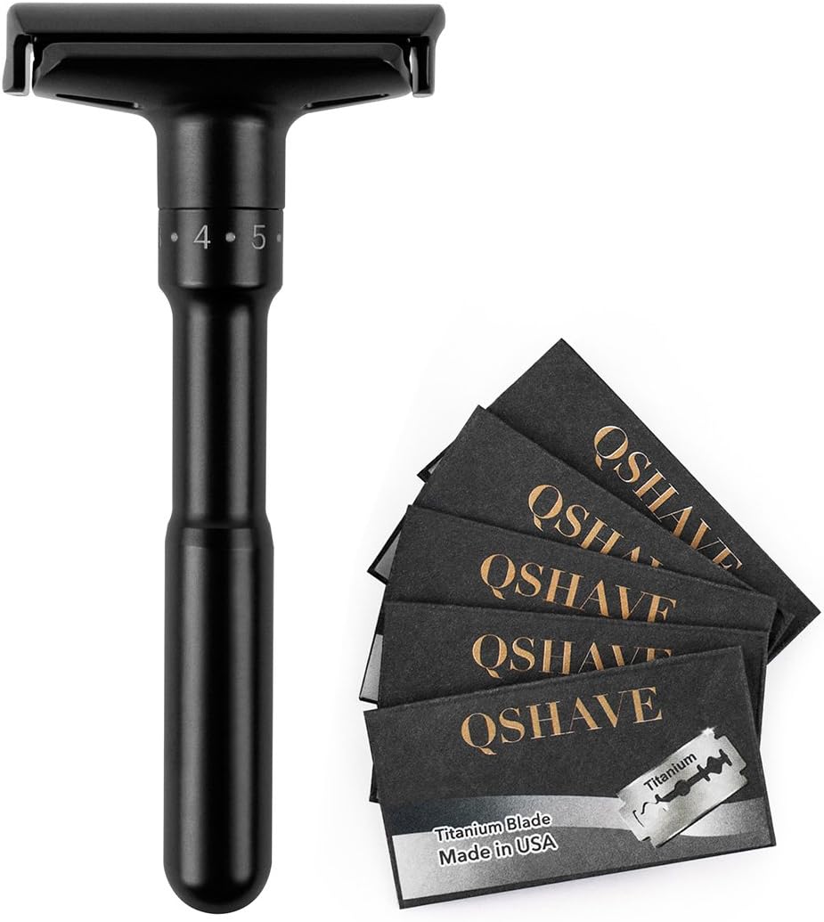 QSHAVE Adjustable Double Edge Safety Shaving Razor Deluxe Set (Razor)