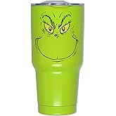 MJC Dr. Seuss Drink Tumbler How The GRINCH Stole Christmas Holiday 30oz Drink Travel Tumbler Cup with Clear Lid