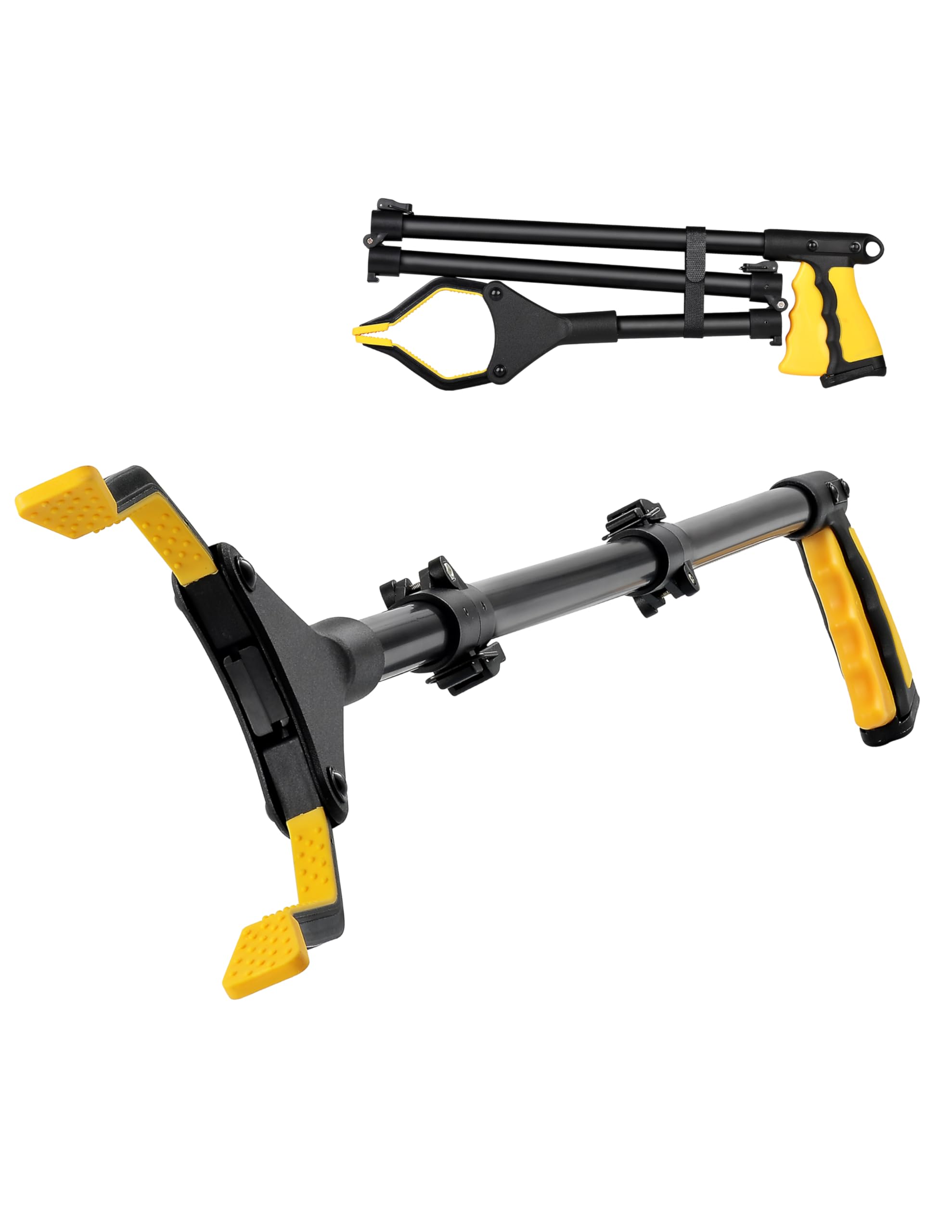 LZZAZ Pro 42"~107 cm Extra Long Litter Pickers, Foldable Handy Assist Grabbers for Disabled, Rotating Head with Magnet Heavy Duty Grabber Stick, Mobility Aids Litter Pickers for Adults(42" Yellow)