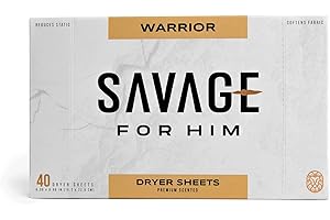 Savage for Him - Laundry Fabric Softener Dryer Sheets for Men - Premium Scented Dyer Sheets - Warrior Scent - No Plastic Jug - Compact & Travel-Friendly - 40 Sheets