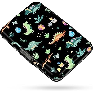 Credit Card Holder RFID Aluminum card case Dinosaurs mini Wallet Women Men | ABS Business ID Case,Hard Case Large Capacity 6