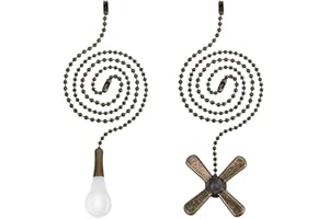 EIKOSON Ceiling Fan Pull Chain Extender, 𝟮𝟰 𝗶𝗻𝗰𝗵 Extra Long with Decorative Frosted Glass Bulb and Fan Cord,Fit All Standard 3mm Diameter Ceiling Fans (Antique)