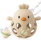 ChooKaChoo 2-in-1 Baby Teething Rattle Toy, Sensory Grasping Teether for Infants 3-12 Months, 100% Food-Grade Silicone, Easy 