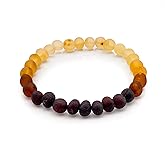 Baltic Proud Natural Baltic Amber Bracelet for Adults (Women/Men - Unisex) Rainbow Raw color - Hand made From Raw-Unpolished/Certified Baltic Amber Beads