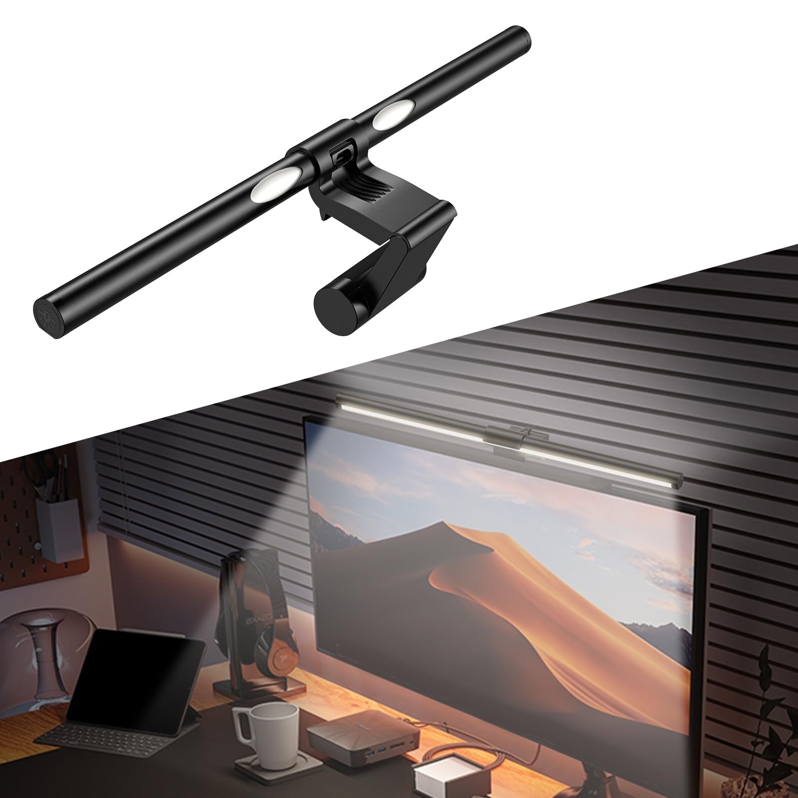 SKRFIRE Monitor Light Bar for Eye Care, Computer Screen Light Bar with Asymmetric Lighting for 17-35 inch Monitors, No Screen Glare LED Desk Lamp, Stepless Dimming Touch Bar for Home Office (Basic)