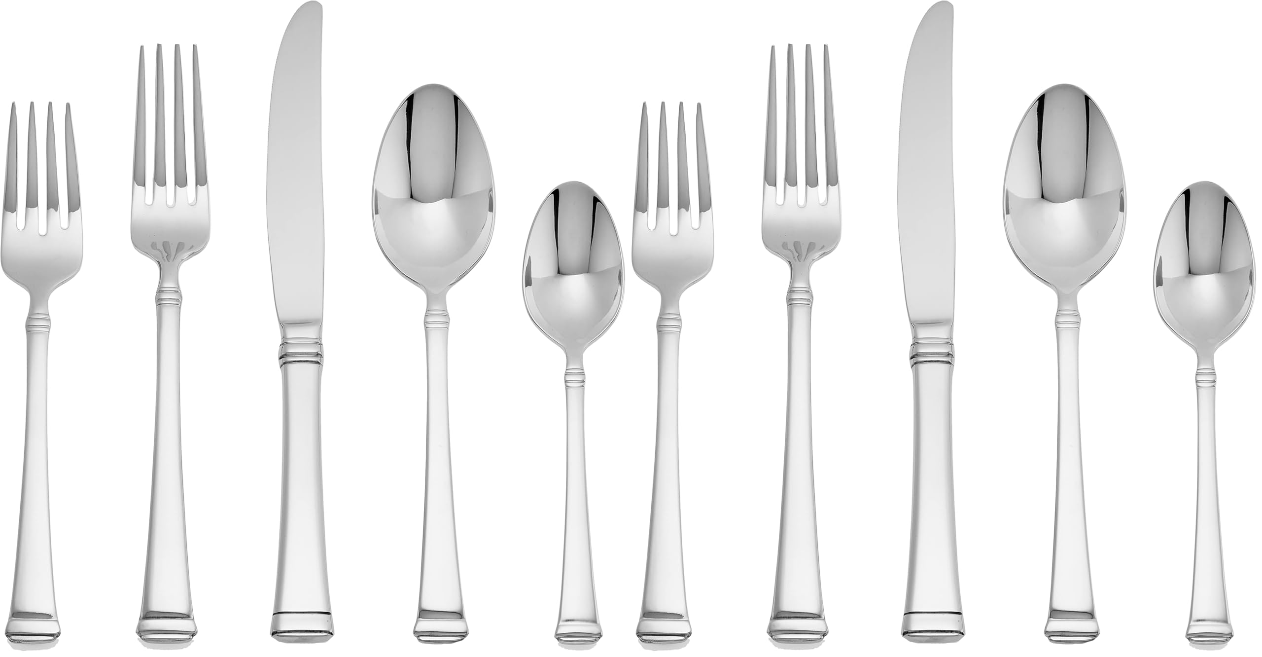 Mikasa Harmony 45-Piece Silverware Set, 18/10 Stainless Steel Cutlery for 8, Includes Forks, Knives, Spoons, and 5-Piece Serving Utensils Set (Pack of 2) Image