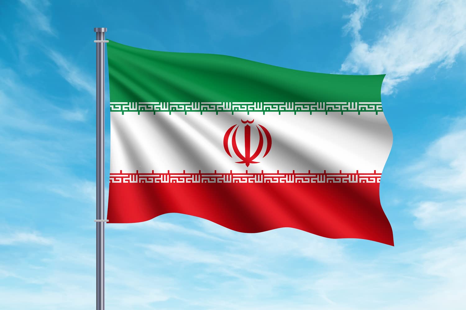 OEDIM Iran Flag, 150 x 85 cm, Reinforced and Stitched, Flag with 2 Metal Eyelets and Waterproof