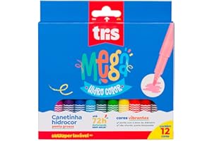 Hidrocor Ponta Grossa Mega Hidro Color - 12 Cores - Tris