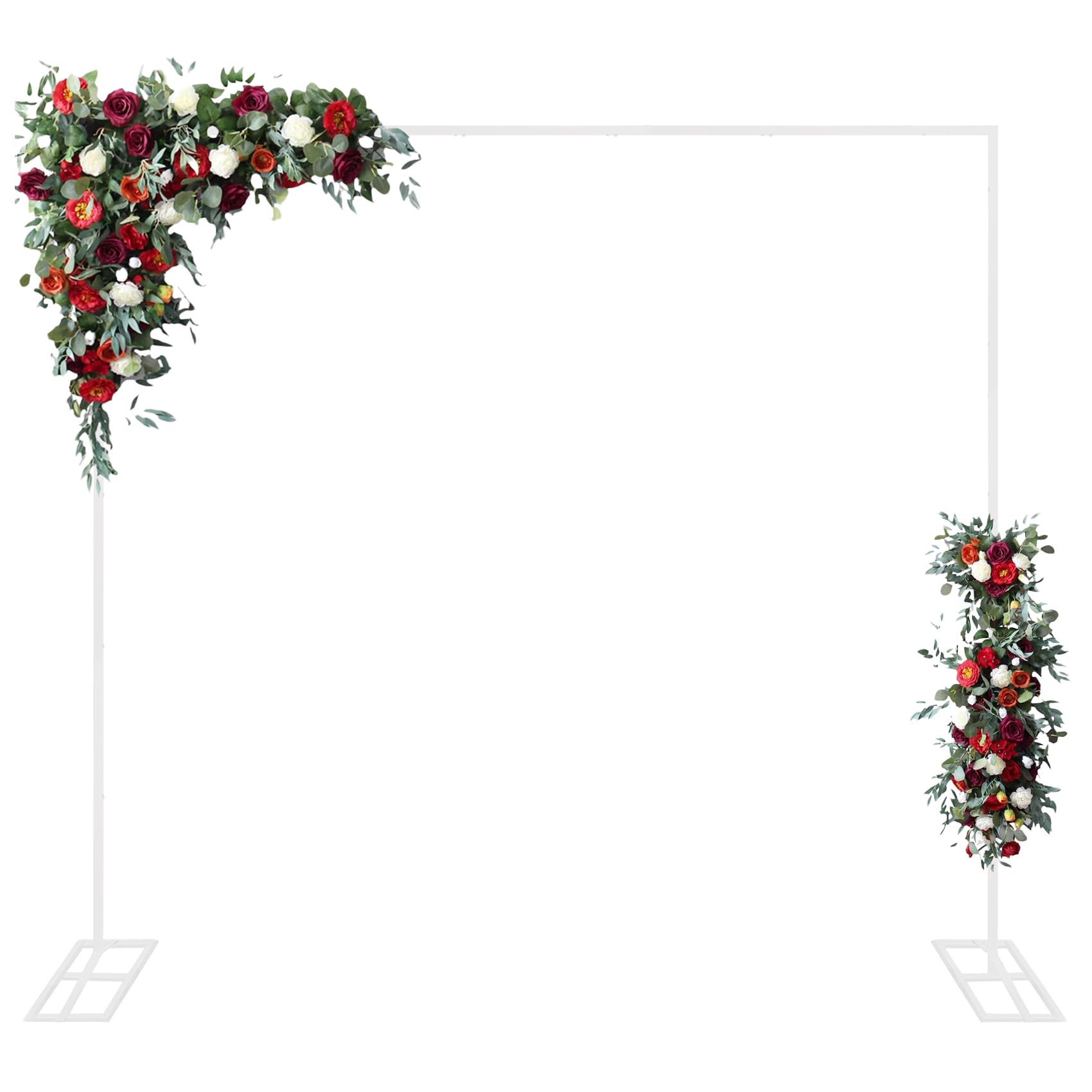 Photo 1 of 8FTx8FT Wedding Arch Backdrop Stand Square Metal Rectangular Arch Frame Balloon Arch Stand for Wedding Birthday Party Baby Shower Bridal Shower Photography Decoration?White?