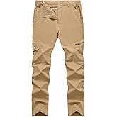 TBMPOY Men's Hiking Pants Lightweight 6 Cargo Pockets Quick Dry Water Resistant Outdoor Travel Work Fishing