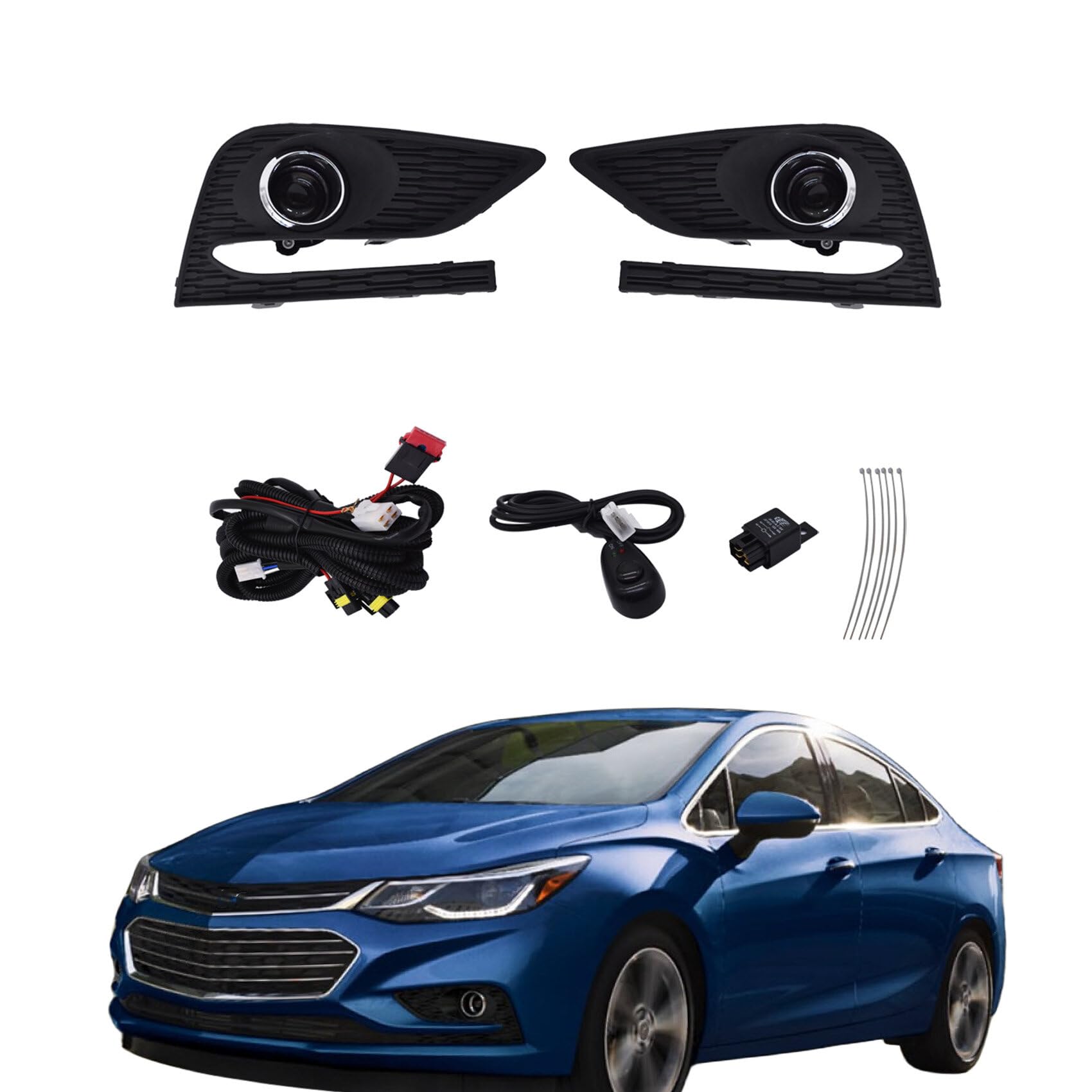 Photo 1 of labwork Left Driver and Right Passenger Sides Pair Fog Lights Assembly Replacement for Chevy Cruze 2016-2018 Fog Lights Driving Lamps 84095931