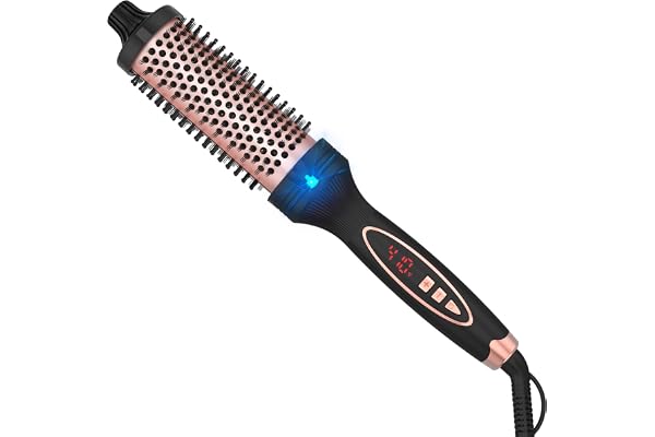 PHOEBE New Upgrade 1.5 Inch Thermal Brush Create Loose & Volume Curls Digital Display 9 Heat Settings Tourmaline Ionic Hair C