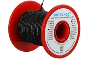 BNTECHGO 20 Gauge Silicone Wire Spool 100 ft Black Flexible 20 AWG Stranded Tinned Copper Wire