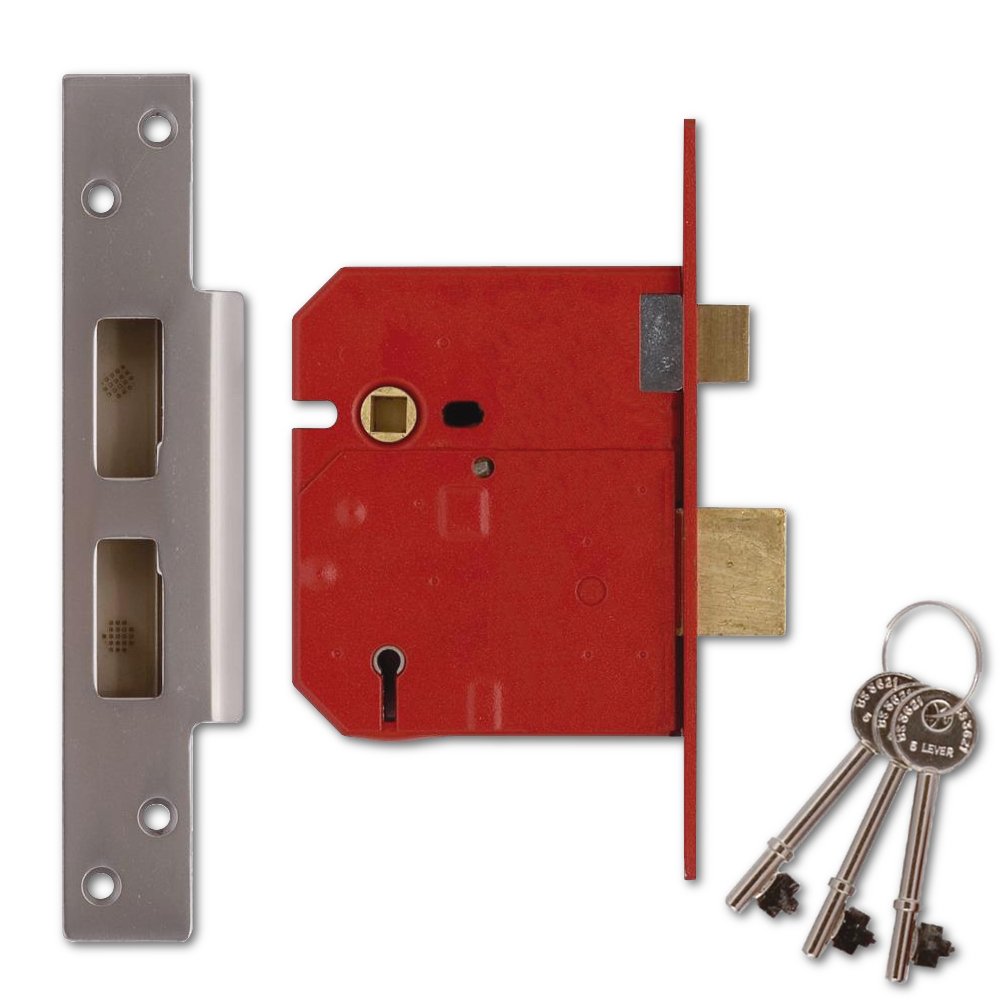 Union Locks 2234E 5 Lever BS Mortice Sash Lock 79.5mm - Satin Chrome Finish (Visi Pack)