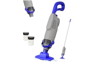 NICHRO Cordless Pool Vacuum for Above Ground Pool, 60W Rechargeable Handheld Pool Vacuum Cleaner with Pole & 18GPM Suction, Spa Vacuum for Hot Tub, Above Ground/Inground Pools-Grey