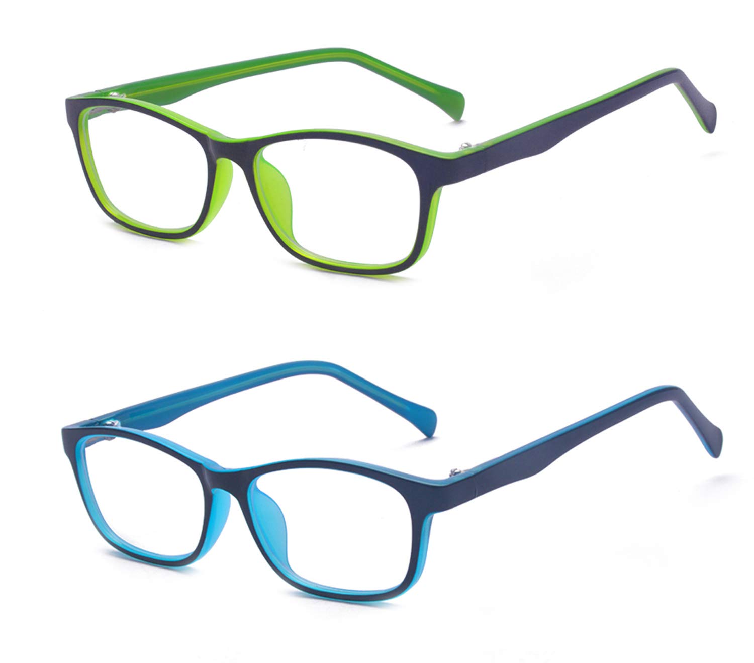 Outray 2 Pack Children Kids Teens Blue Light Filter Computer Glasses for Blocking Anti Eye Eyestrain Transparent Lens Glasses Set1