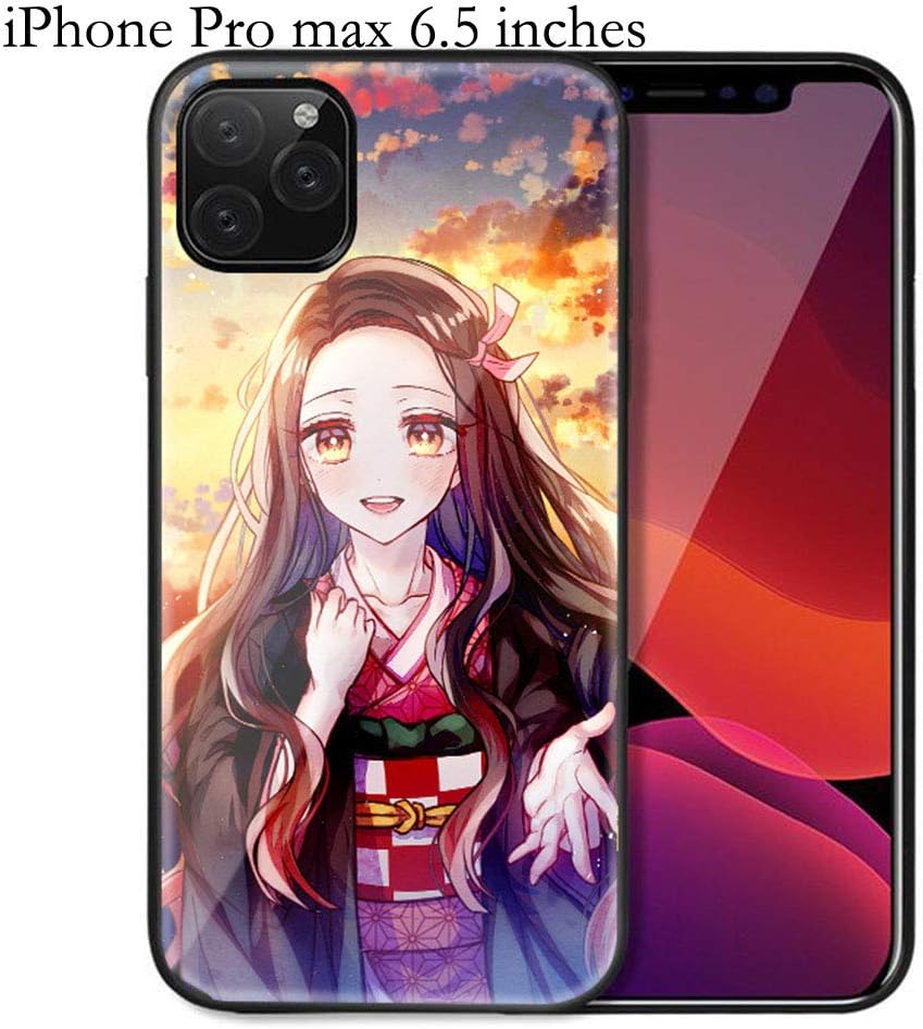 Apehuyuan Anime Demon Slayer Kimetsu no Yaiba Phone Case, Nezuko Tanjirou Cell Phone Case Protective Case for iPhone(iPhone 11 Pro Max Kamado Nezuko)