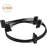 SATA Power Cable, CableCreation [2-PACK] 18-Inch SATA 15 Pin Female cable, 5 x 15 Pin Female DIP Type Power Splitter Cable