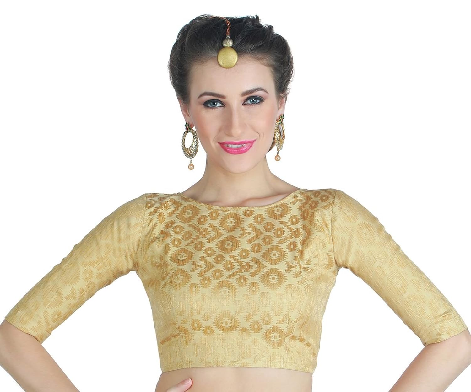 studio shringaar women's golden brocade saree blouse.