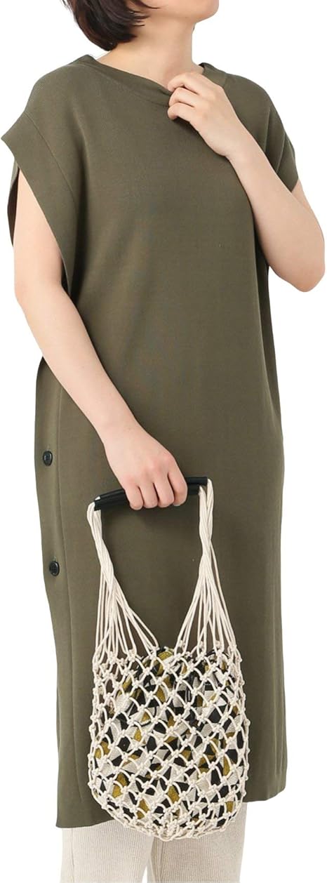 Amazon ジョイント ワークス Jw ロングスリットニットベスト フリー カーキ ワンピース チュニック 通販