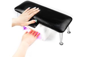 BOMOQING Arm Rest for Nails, Microfiber Leather Nail Arm Rest for Acrylic Nails, Nails Arm Rest Table with Pillow Cushion Hand Holder for Manicure, Hand Rest for Nails Tech, Home Use or Salon(black)