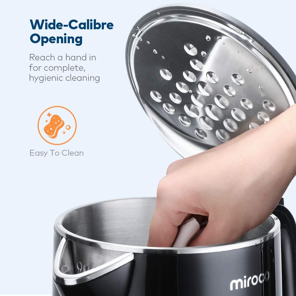 Electric Kettle, Miroco 1.5L Double Wall 100% Stainless Steel BPA-Free Cool Touch Tea Kettle with Overheating Protection, Cordless with Auto Shut-Off: Kitchen & Dining