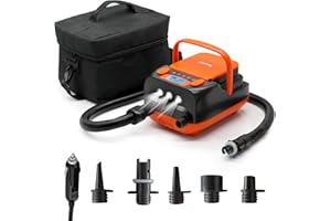 Tuomico Rechargeable Paddle Board Pump 16PSI Sup Air Pump with Battery,Electric Portable ISUP Pump for Inflatable Boat,Kayak,Tent with Inflation and Deflation Function