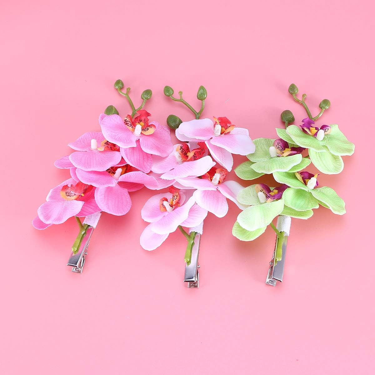 Lurrose Flower Hair Accessories 3PCS Orchid Hair Clips Floral Hairpin Summer Vacation Hair Accessories Artificial Flower Clips for Girls Woman Womens - Image 4