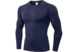 QUEERIER Men's Compression Shirts Long Sleeve Athletic T Shirt Workout Cool Dry Running Tops Gym Undershirts Baselayers 1/2 Pack