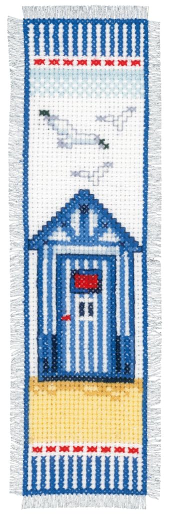 Vervaco Bookmark Beach Hut Counted Cross Stitch Kit, Multi-Colour