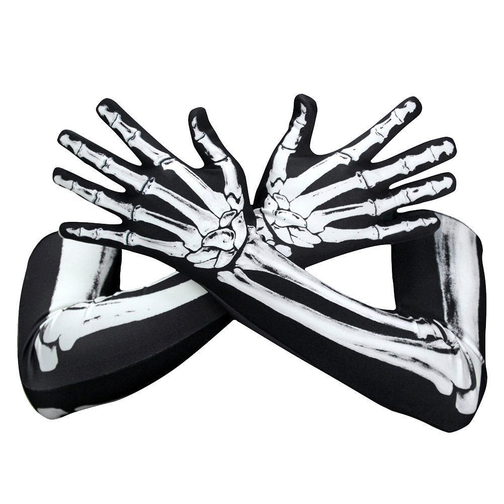 Amosfun Halloween Skeleton Gloves Long Arm Full Finger Gloves Costume Cosplay Party Halloween Costumes