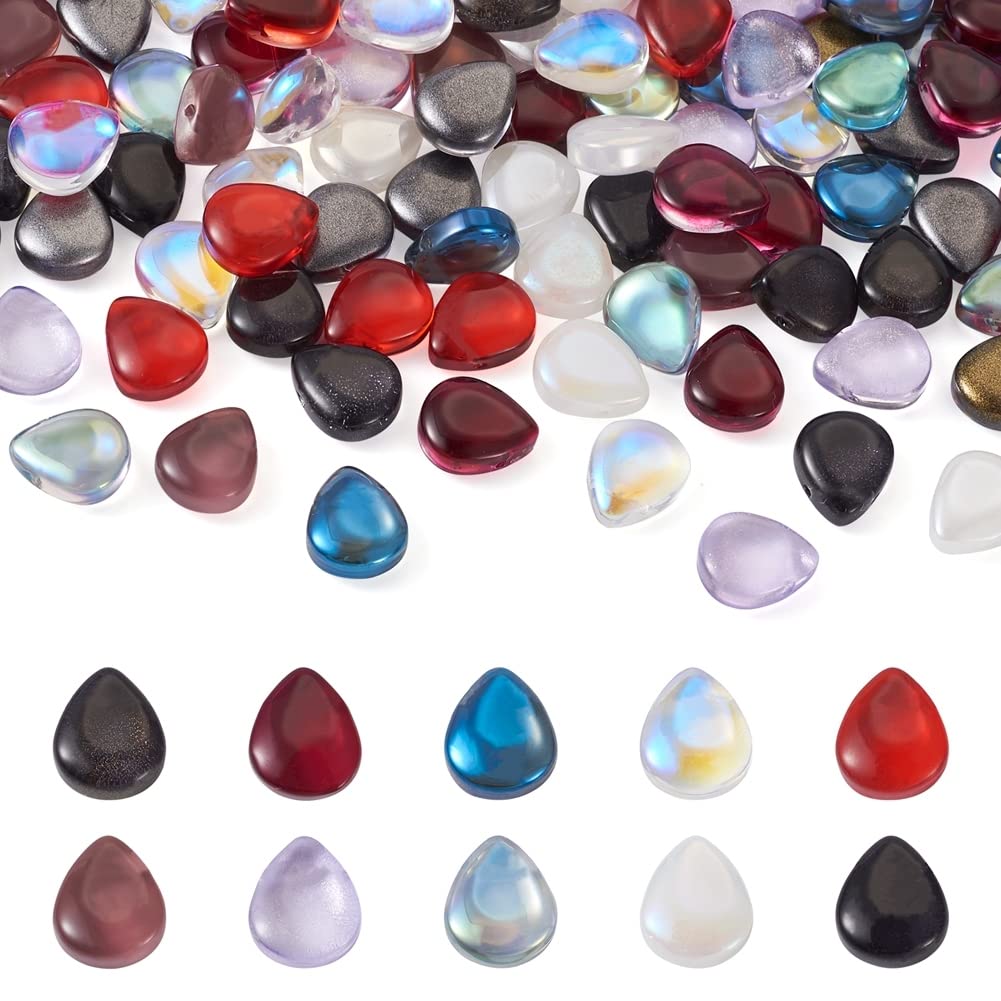 Bestewelry 200pcs Teardrop Glass Beads Water Drop Glass Dangle Charms Beads for DIY Jewellery Necklace Bracelet Earring Making — image 1