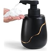 BosilunLife Automatic Foaming Soap Dispenser - Touchless Foam Hand Wash Dispenser for Bathroom Black Ceramic Smart Electric Auto Dish Soap Dispenser Waterproof, USB C Rechargeable, 17 oz/500 ml