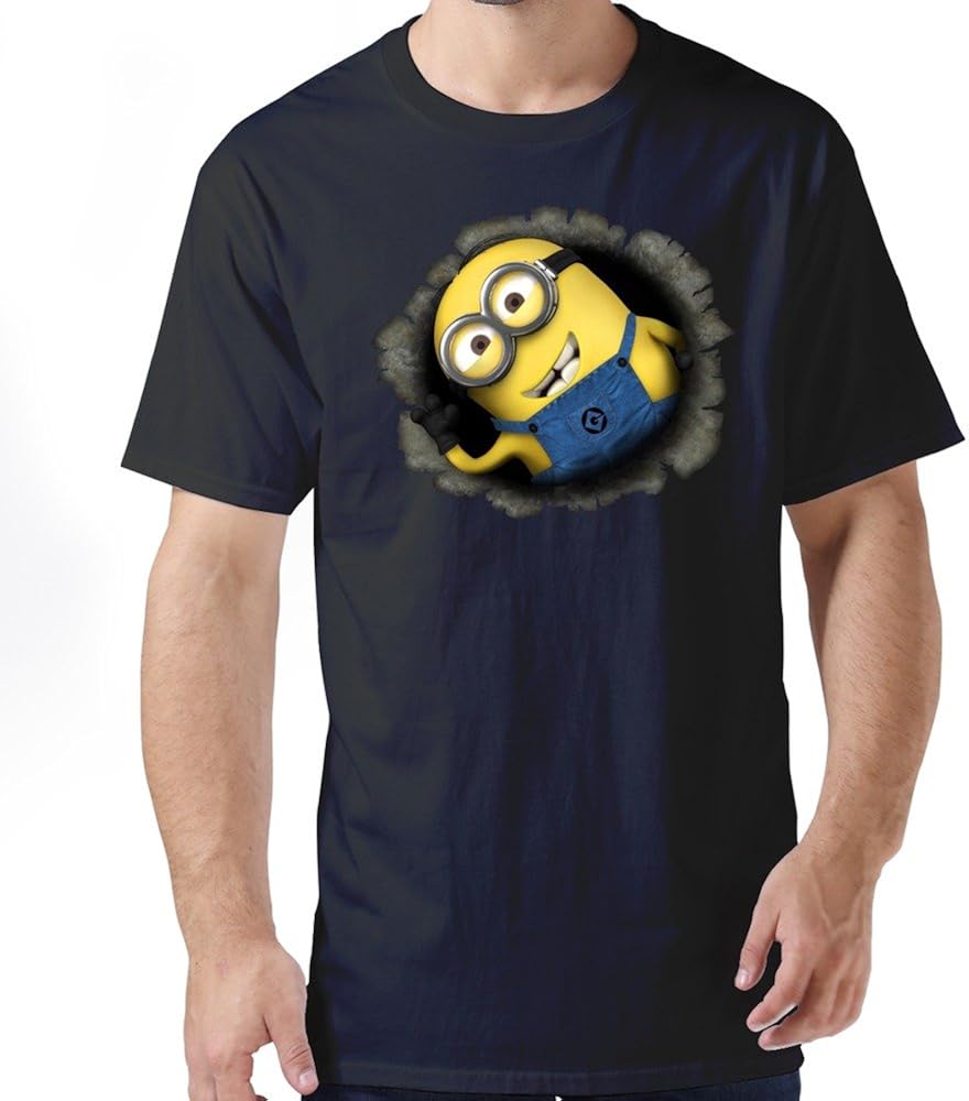 LinYang Mens Graphic Minions Tee Shirts Black