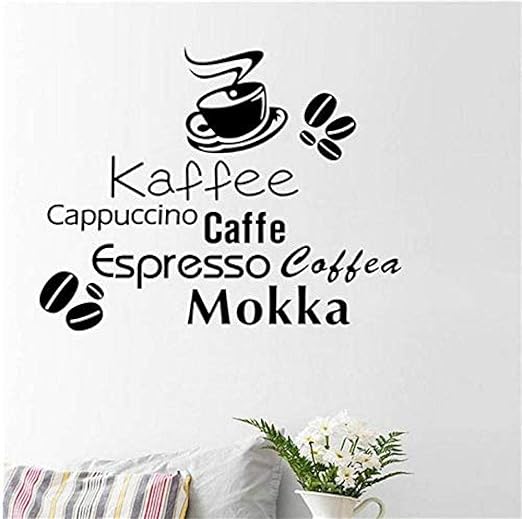 wffang Todo Tipo de Cotizaciones de café Pegatinas de Pared Taza de
