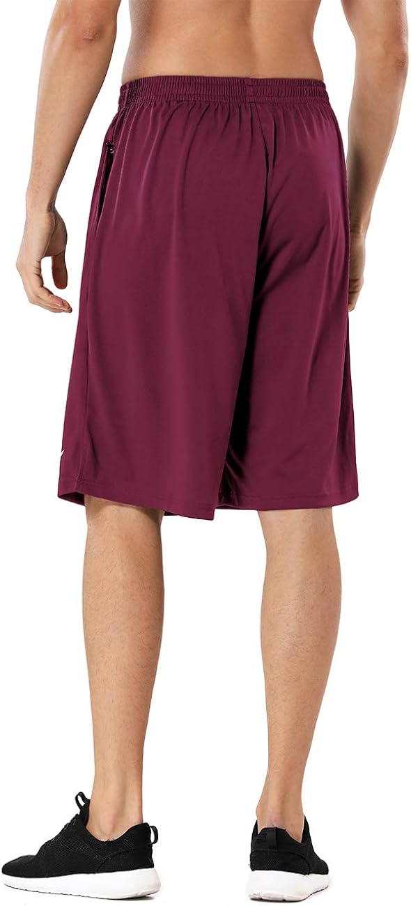 DEVOROPA Men's Athletic Basketball Shorts Loose-Fit Performance Sports Workout Shorts Zipper Pockets: Clothing
