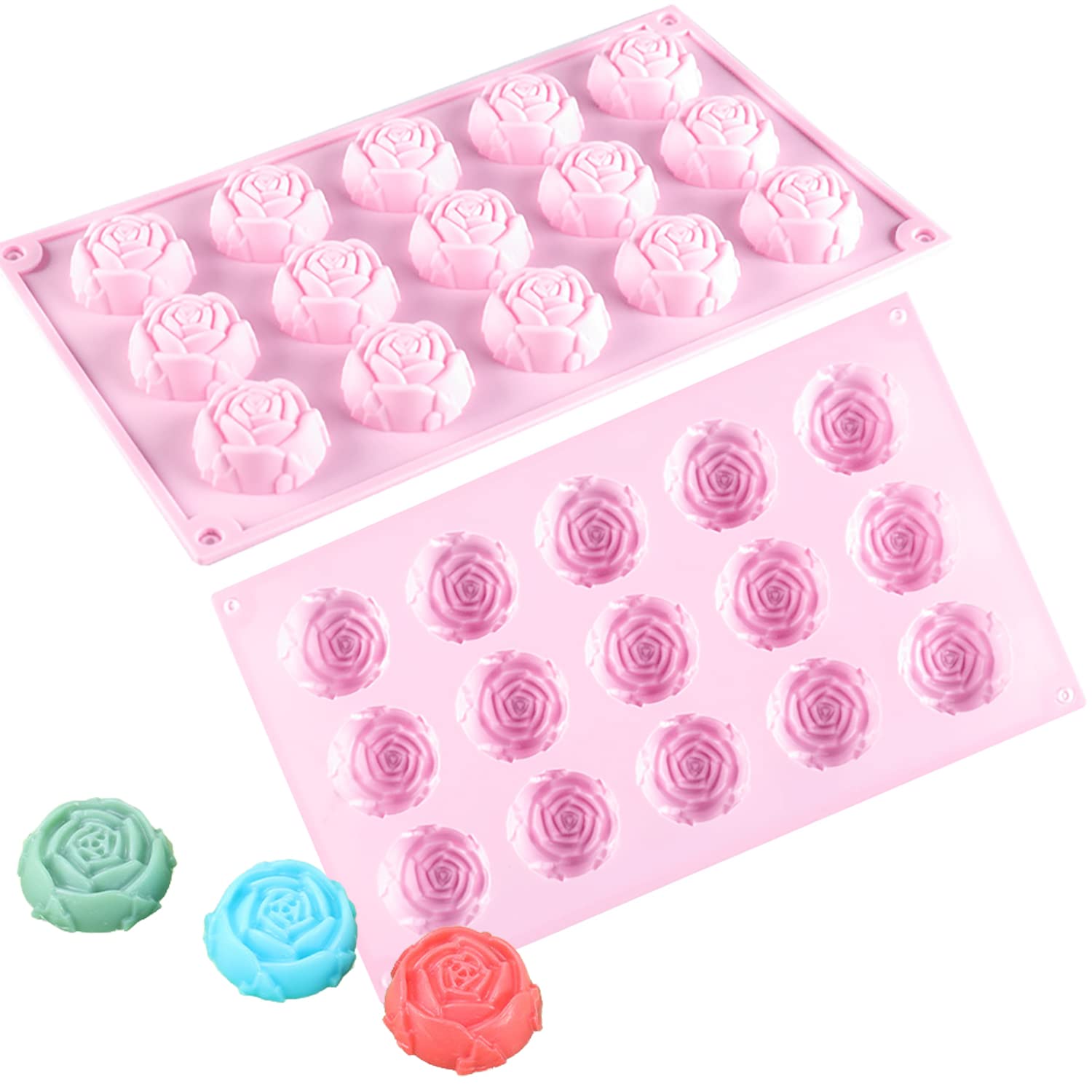 View 1 of *BROWN* Rose Candy Chocolate Silicone Mold with 15 Hole Large Rose Shape Mold?DIY Flower Cookies Candy Gummy Chocolate Mold Perfect for Soap, Mousse Ice Cream Tray 1 Pack