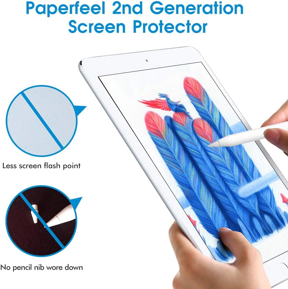 [2 Pack]Paperfeel Screen Protector iPad 9.7, Write, Draw and Sketch Like on Paperfeel Anti Glare Less Reflection with Easy Installation Kit for iPad 9.7&iPad Pro 9.7