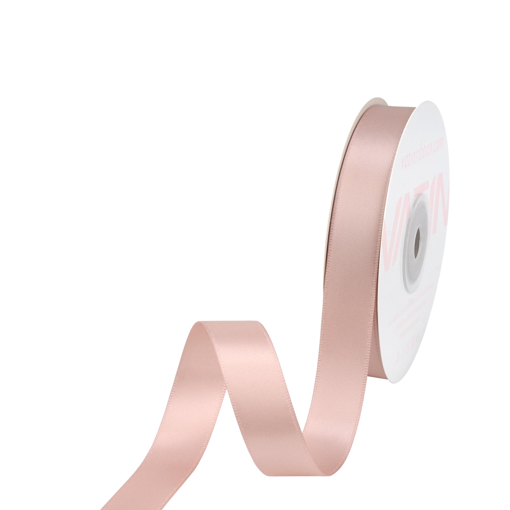 VATIN 16mm Double Faced Polyester Antique Mauve Satin Ribbon - 23 Metre/Spool, Perfect for Wedding Decor, Wreath, Baby Shower,Gift Package Wrapping and Other Projects