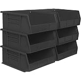 Akro-Mils 30235 AkroBins Plastic Storage Bins, 11"x11"x5", Black, 6-Pack