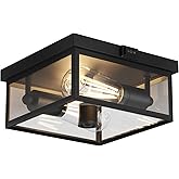 Craftersmark Outdoor Ceiling Light with Motion Sensor 12'', Flush Mount Porch Light, Exterior Light Fixture with Clear Glass,