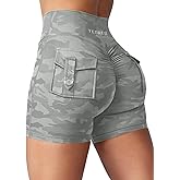 YEOREO CoreFlex Scrunch Workout Shorts with Pockets Charm Gym Biker Shorts for Women High Waisted Booty Yoga