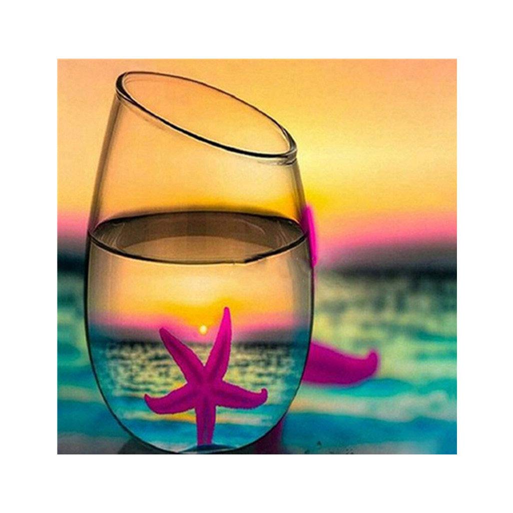 TAOGIFT DIY 5D Full Drill Diamond Painting by Number Kits for Adult Arts Craft Canvas Paint with Diamonds Wine Glass Sea Crystal Rhinestone Embroidery Painting for Home Wall Decor (40X30CM)