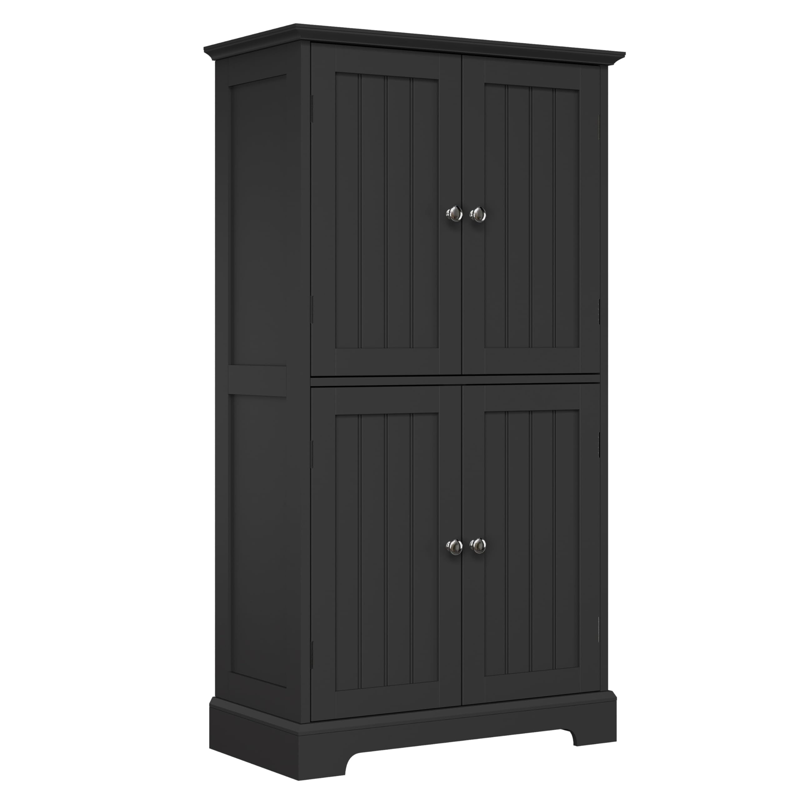 Photo 1 of ***FINAL SALE/NO RETURN, SOLD AS PARTS*** ChooChoo Bathroom Floor Cabinet, Modern Bathroom Storage Cabinet with 4 Doors and Adjustable Shelves, Freestanding Cupboard for Living Room, Black