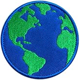 Antrix 1 Pcs Funny Saving Blue Earth World Planet Patch, Hook and Loop Embroidered - Colorful World Globe Emblem Appliques for Clothing Bags Backpack School Bag Biker (Earth)