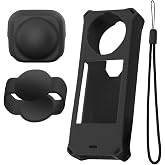 Silicone Protective Case for Insta360 X5 with Insta 360 X5 Lens Cap,Black | Soft Silicone Cover Protection Grip Case &amp; Lens Guard for Insta360 X5 Accessories