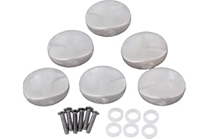 Yibuy 6pcs Small Round Head Guitar String Tuning Peg Button Plastic White Pearl Color
