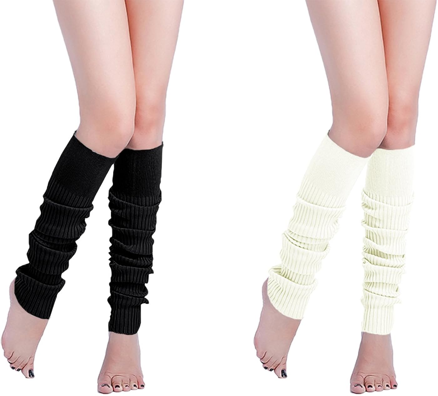 Long Leg Warmer, V28 Women Men 80s Eighty's Ribbed Knit