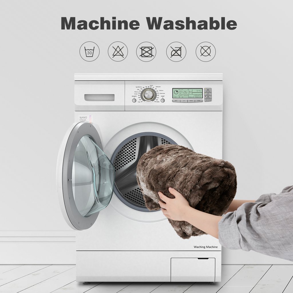 LANGRIA Luxury Super Soft Faux Fur Fleece Throw Blanket Cozy Warm Breathable Lightweight and Machine Washable Dyed Fabric for Winter – Decorative Furry Throw for Couch Bed (60x80\