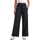CRZ YOGA Stretch Wide Leg Casual Pants for Women 30" High Waisted Dress Work Water Resistant Travel Trousers